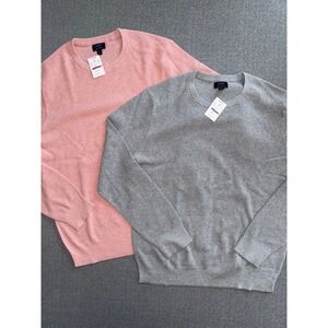 NWT Lot 2 J.Crew Mens 100% Cotton Lightweight Crewneck Sweater Grey Gray Size M